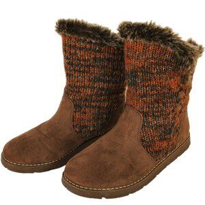 BOBS from Skechers Alpine Winter Warrior Slouch Boot Brown & Orange. Size 7